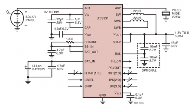 圖 3:LTC3331 的典型應(yīng)用電路