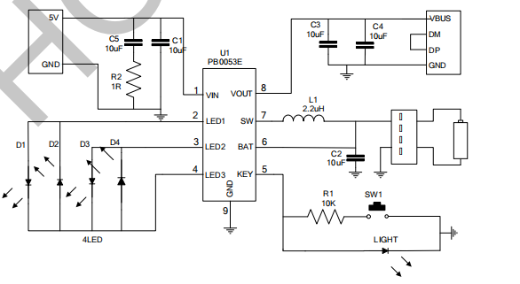 PB0053E(1A 開關充放移動電源管理方案)